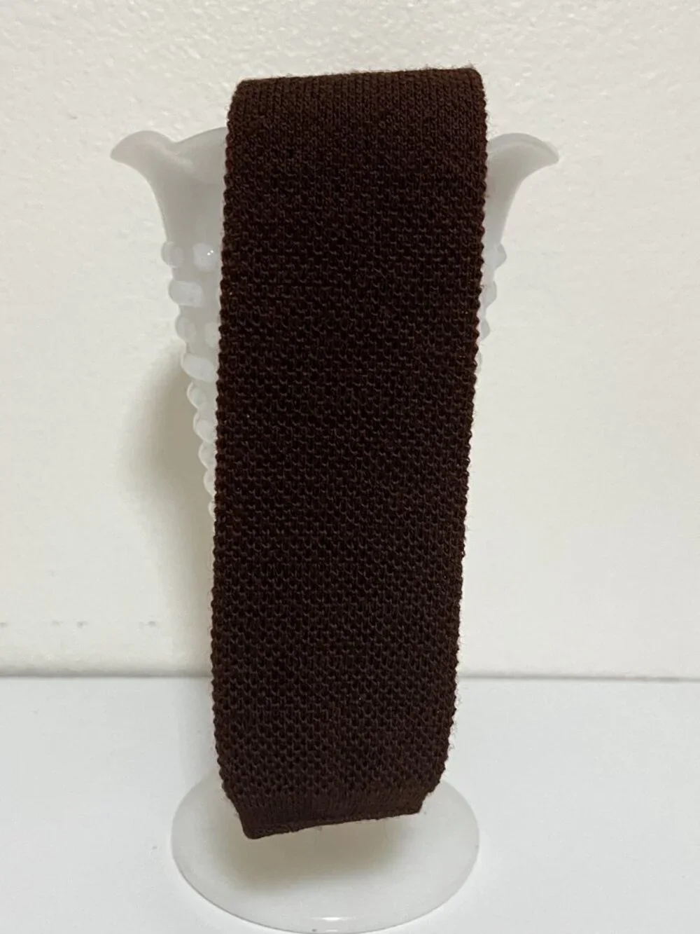 JACQUES PIERRE Custom Cravats Vtg MEN's BROWN NECKTIE 100% Wool/Preowned